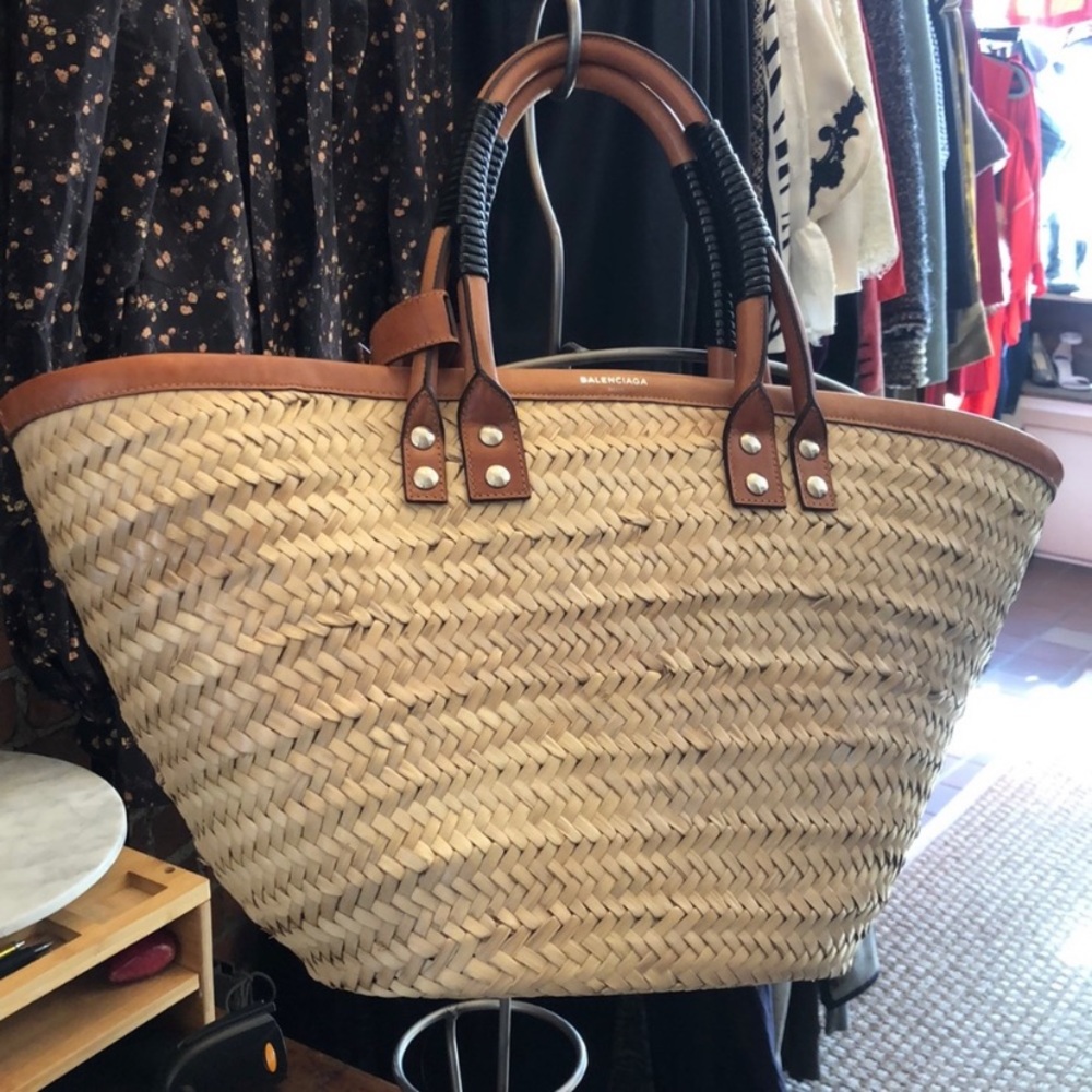 BALENCIAGA STRAW BEACH TOTE